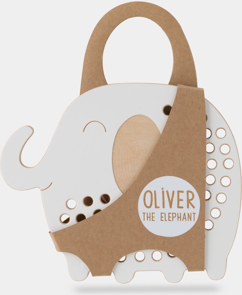 Inrijgplank hout | Oliver de olifant | educatief montessori speelgoed | Milintoys | Thuismusje